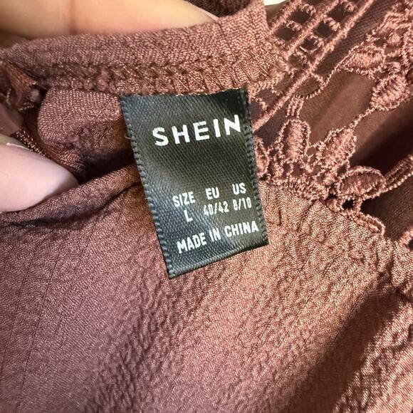 Shein sz L Brown Embroidered milkmaid Festival Sleeveless maxi‎ dress - Picture 5 of 8